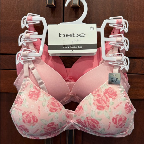 bebe Other - Bebe NWT Girls Sz 32A 3 Pack Pinks & Floral Slightly Padded Bras (I049)